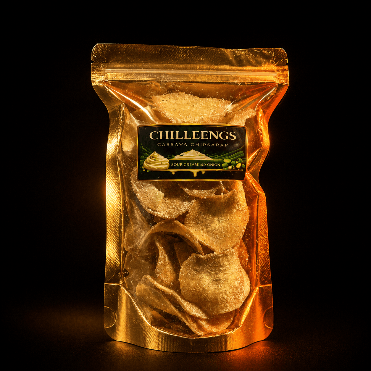 Sour Cream and Onion cassava chips by Chilleengs